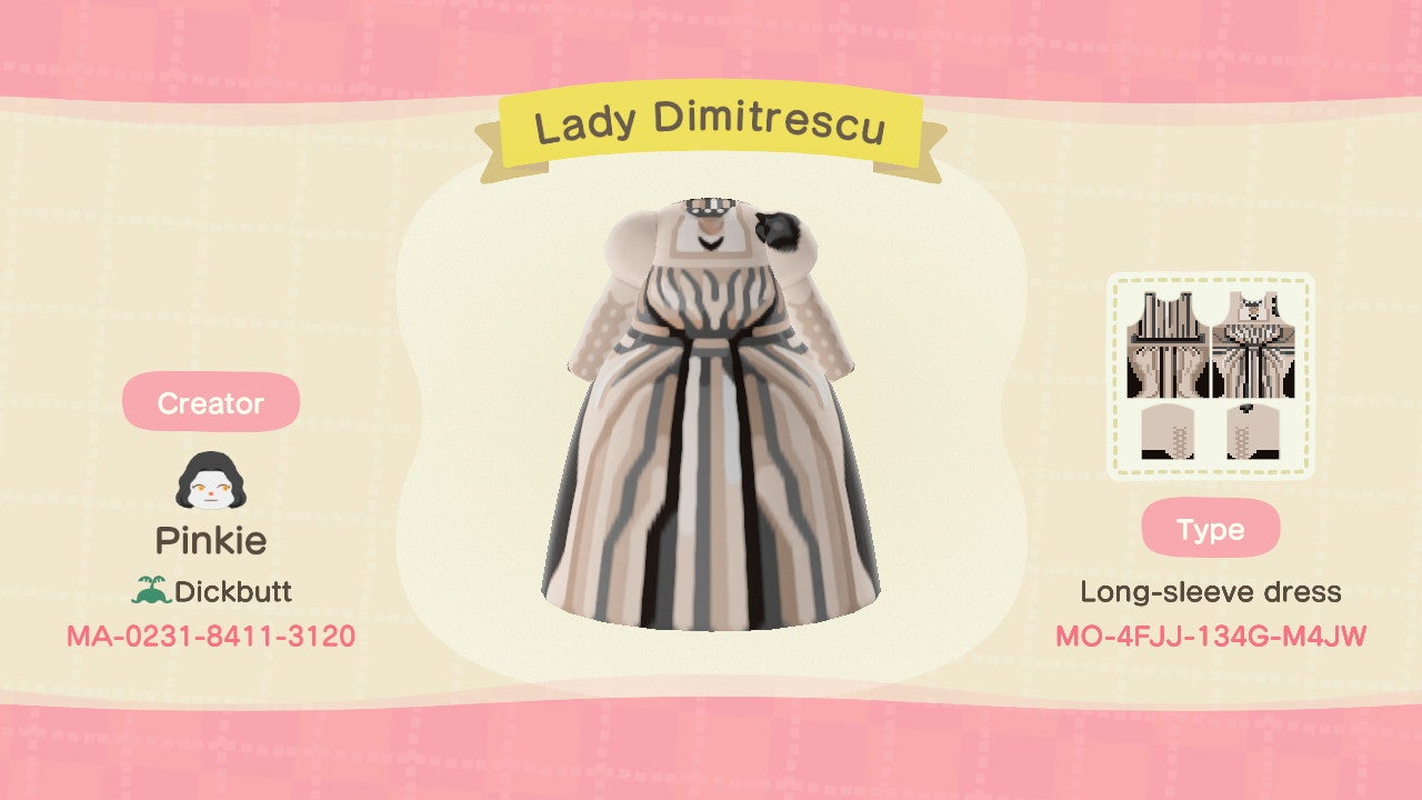 Lady Dimitrescu design animal crossing new horizons