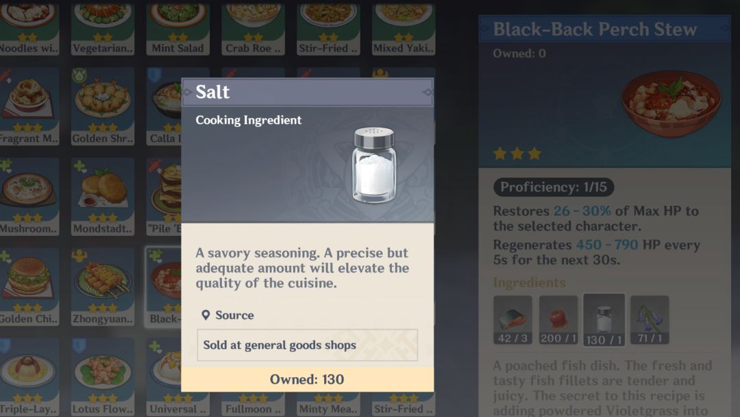 Comment se procurer du sel à Genshin Impact, lieux et recettes- img
