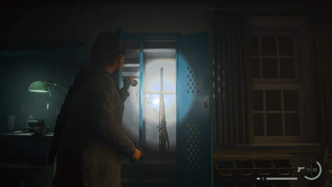 Alan Wake 2 Bouton de porte et emplacement du fusil de chasse- img