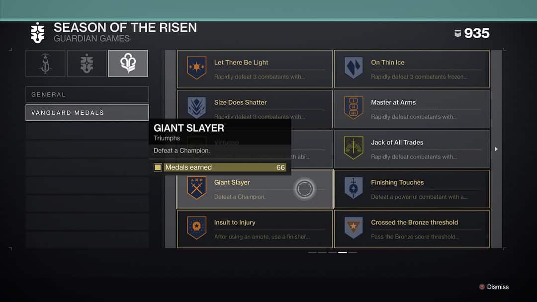 Toutes les médailles Destiny 2 Vanguard dans Guardian Games 2022- img