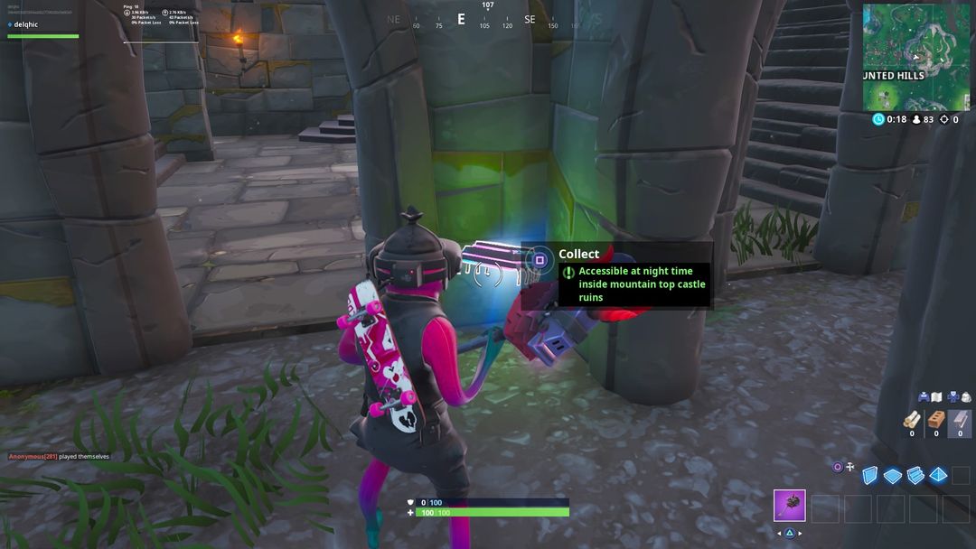 Fortnite Fortbyte 50 : Accessible la nuit à l'intérieur des ruines d'un château de montagne. Fortnite Fortbyte 50 : Accessible la nuit à l'intérieur des ruines d'un château de montagne.